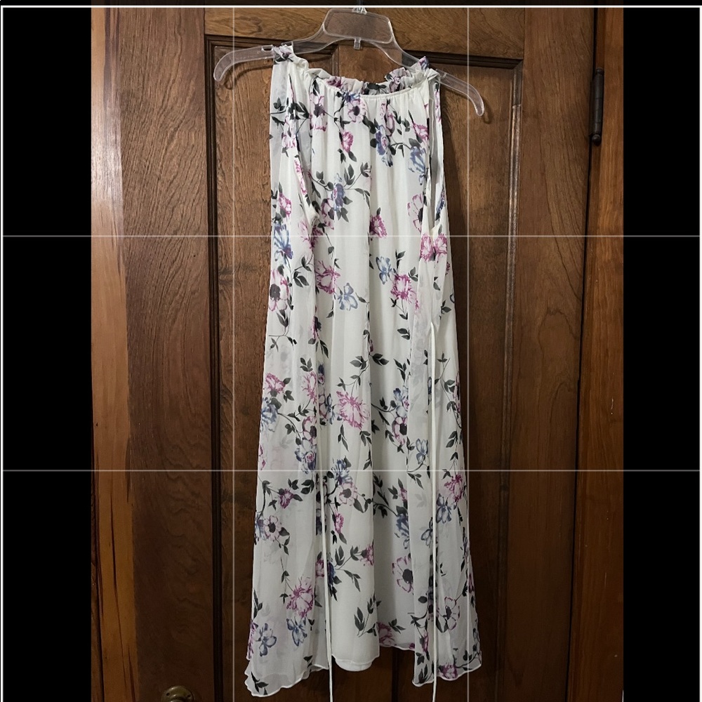 PinkBlush Ivory floral chiffon high neck maternity dress